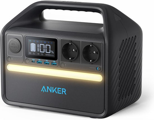 Anker 535 tragbare Stromversorgung, tragbarer Generator 512 Wh (PowerHouse 512 Wh), 500-W-Outdoor-Generator mit 7 Anschlüssen, 2 Wechselstromausgängen, 60-W-USB-C-PD-Ausgang und LED-Lampe für Camping, Wohnmobile, Notfälle und mehr