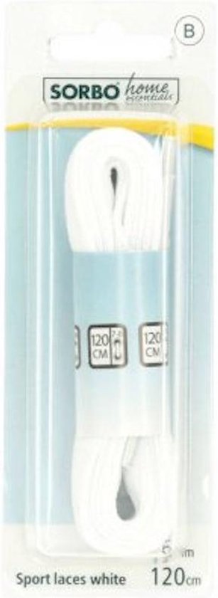 Sorbo Home Essentials – flache Sportschnürsenkel, weiß, 120 cm – 2 x flach gewebte 6-mm-Schnürsenkel, geeignet für alle Sportschuhe und Sneaker