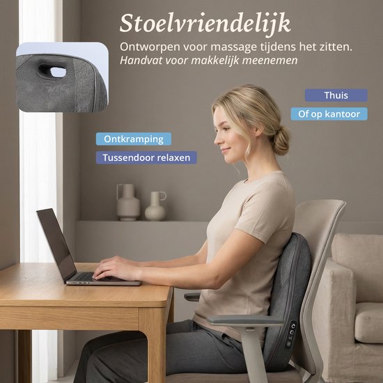 Lifeproducts Massagegerät für den Rücken – Rückenmassagegerät – Shiatsu-Massagekissen – Massagegeräte mit Wärmefunktion