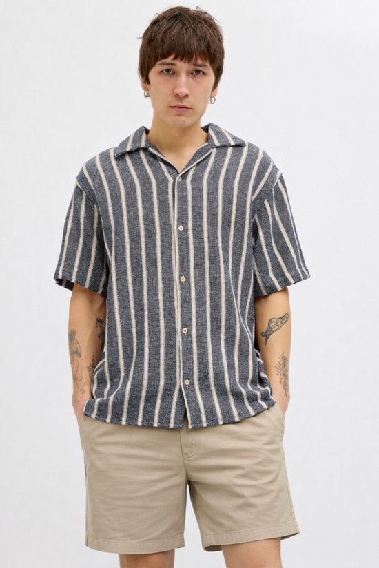 Jack & Jones – Herrenhemden Coba Stripe Resort Shirt – Blau – Größe M