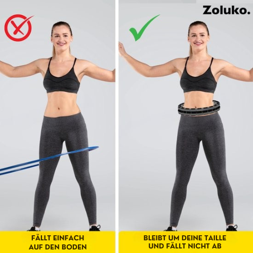 Zoluko Hula Hoop XXL - Inkl. E-Book - Fitness - Mit Gewicht - 130 cm Umfang - Schwarz