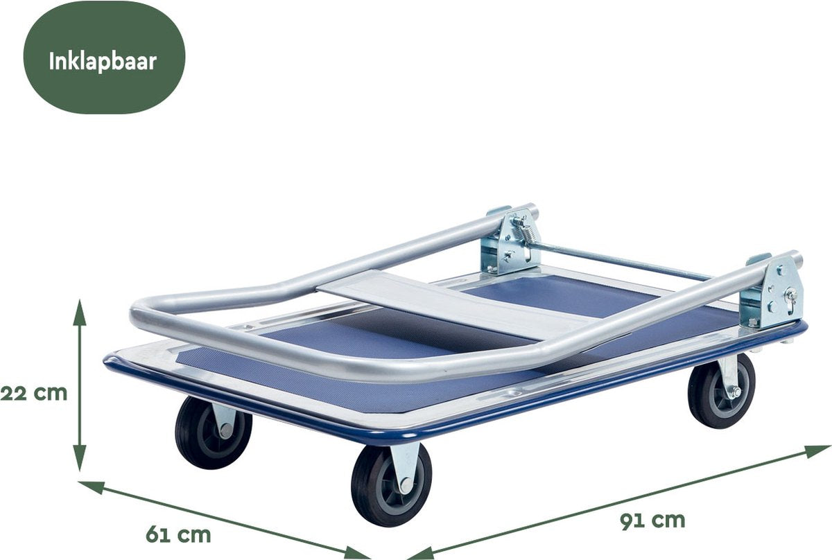 BRASQ Plattformwagen Zusammenklappbar - Kapazität 300 KG - Transportwagen - Lagerwagen - Plattformwagen