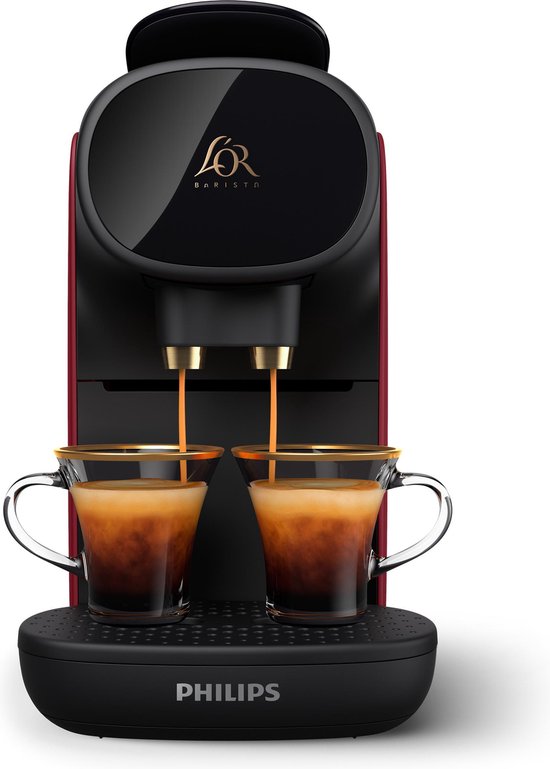 Philips L'OR Barista Sublime Kaffeemaschine LM9012/50 – Für Kapseln geeignet – Kaffeekapselmaschine mit 9 Espresso- und Barista-Kapseln – Schwarz und Rot