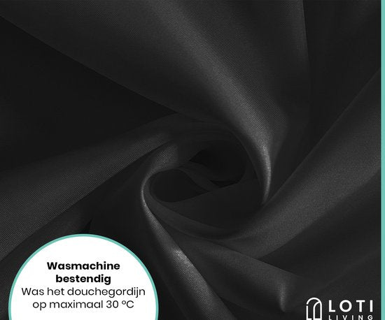 Loti Living Duschvorhang Anti-Schimmel - Schwarz - Ringe inklusive - Wasserdicht - Polyester - Duschvorhang 120x200 cm