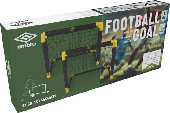 Umbro Fußballtor Set - 2 Stück - 50 x 44 x 44cm - faltbares Fußballtor - Schwarz/Gelb