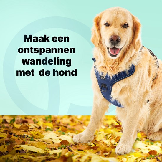 Jake und Jacky Hundegeschirr - Anti-Zieh-Geschirr - Hundegeschirr - Y-Geschirr Hund - Reflektierend - Blau - Größe XL