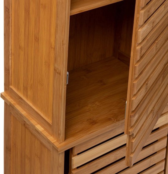 5Five Säulenschrank – hoch – 34 x 24 x 170 cm – Bambus – braun – Badezimmerschrank – Badezimmermöbel