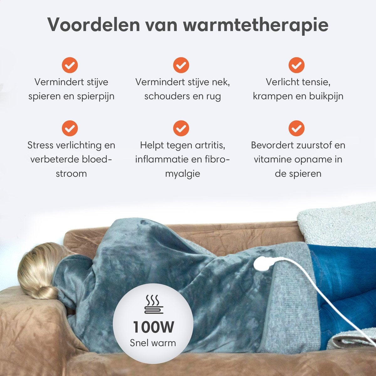 Wärmekissen - Elektrisches Kissen mit 9 Wärmestufen - Elektrische Heizmatte - wärmt Nacken, Schulter und unteren Rücken - 100W