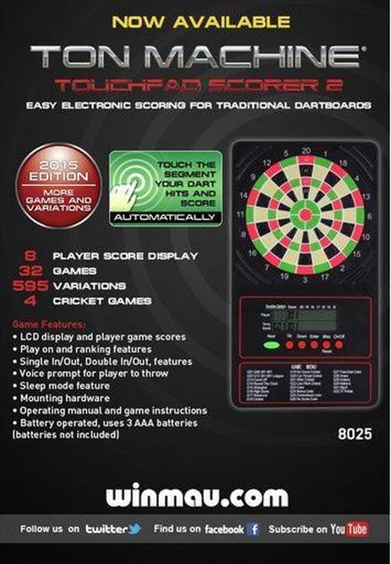 Winmau Dart-Anzeigetafel Ton Machine Touchpad 2