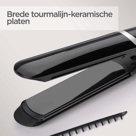 BaByliss Sleek Control Wide Glätteisen ST397E – Extra breite Platten – 5 Temperaturstufen bis 235 °C – Abnehmbarer Glättungskamm