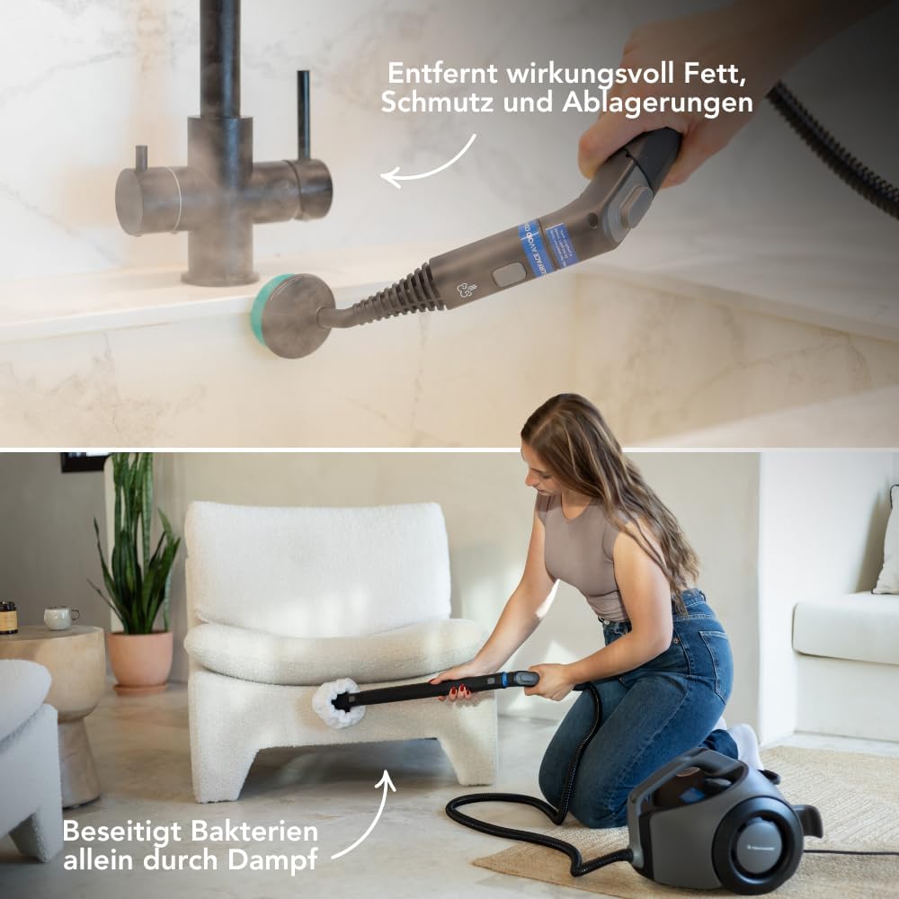 Techweise Dampfreiniger - 100+ Oberflächen - 50 Minuten Dampfen - 4 bar - Reinigungsmaschine