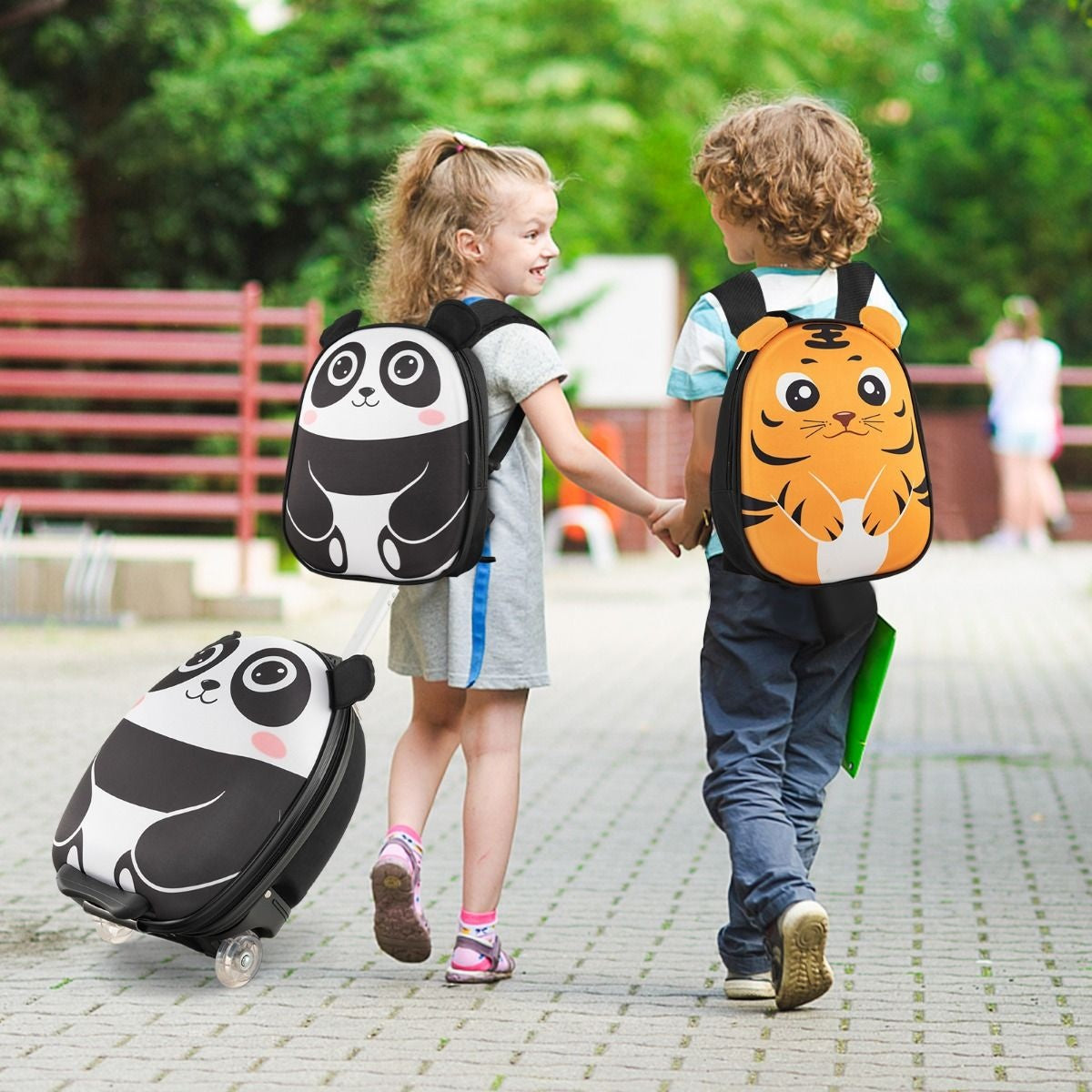Coast 2-teiliges Kinderkofferset - Rucksack + Reisetrolley - Weiß + Schwarz - 30 x 21 x 40 cm