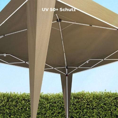 LifeGoods - Partyzelt - Pavillon - 3x3 m - faltbar - wasserdicht - inkl. Tragetasche mit Rädern - Beige