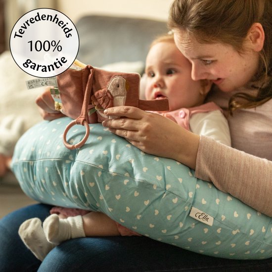 EL Life Stillkissen - Schwangerschaftskissen - Seidenkissen - Blau mit Herzchen