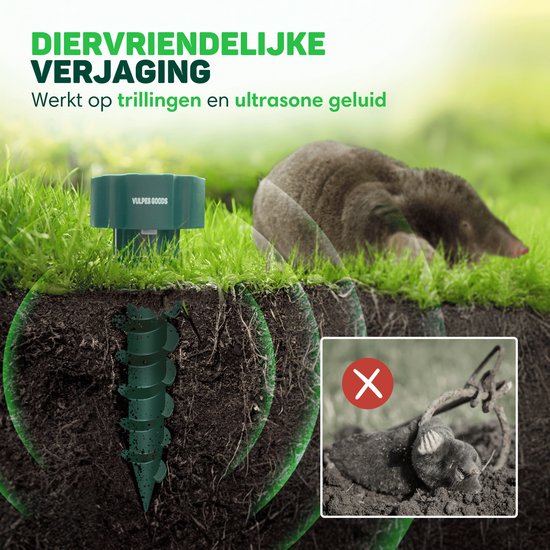 Vulpes Goods® Repellent - Maulwurfsabwehr - 4 Stück - Mausabwehr - Maulwurfskontrolle - Solarbetrieben - Wasserdicht - Tierfreundlich - PRO V2