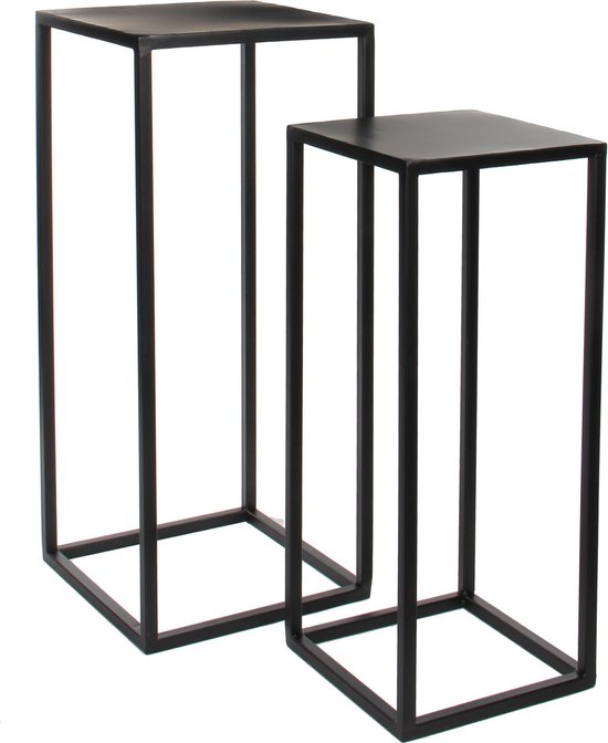 Mica Decorations Goa Beistelltisch - 2er-Set - L30 x B30 x H70 cm - Metall - Schwarz