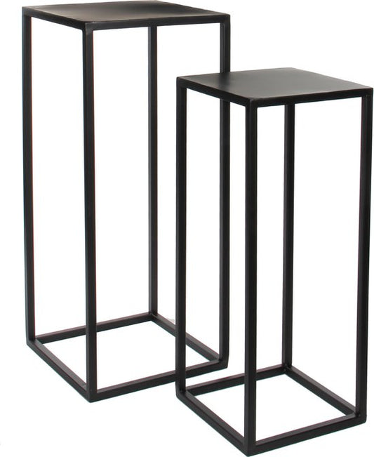 Mica Decorations Goa Beistelltisch - 2er-Set - L30 x B30 x H70 cm - Metall - Schwarz