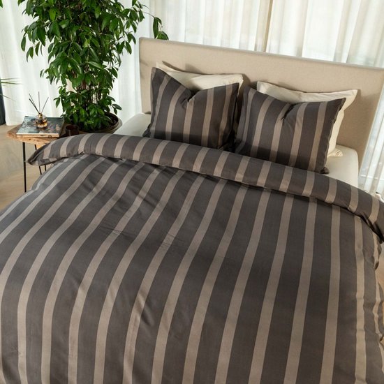 Kayori Dasshu Bettbezug aus Baumwollsatin a – 140 x 200–220 + 1 Kissenbezug – Einzelbett – Anthrazit