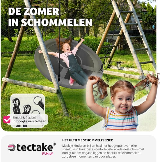 tectake - Nestschaukel - Korbschaukel bis 300 kg belastbar - Schaukel für Kinder und Erwachsene - Gartenschaukel für draußen oder Hängesessel für drinnen - Spielzeug für den Garten oder das Kinderzimmer - Ã˜ 100 cm