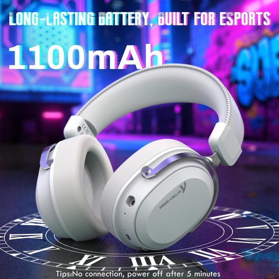 ATTACK SHARK L30PRO Kabelloses Gaming-Headset – 7.1-Surround-Sound – 50-mm-Treiber – 20 ms geringe Latenz – abnehmbares Mikrofon mit Geräuschunterdrückung – Rahmen aus Aluminiumlegierung – Tri-Mode-Konnektivität – Over-Ear-Headset – Weiß