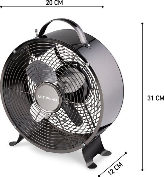 Lifetime Air Tischventilator - 230V - Tischventilator 20CM - 2 Geschwindigkeiten - Schwarz