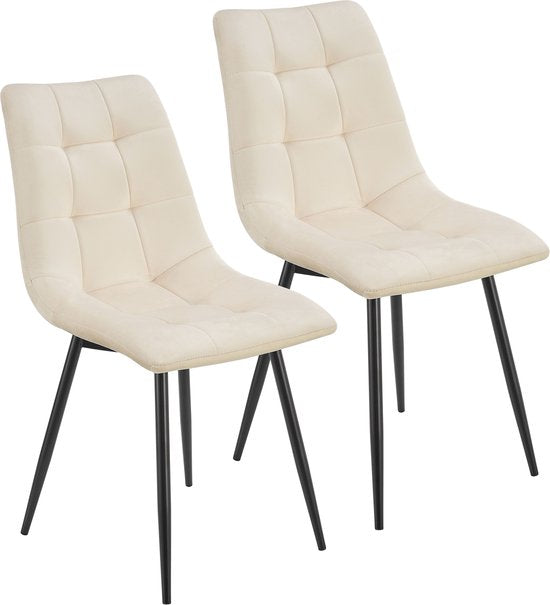 Stahl-Esszimmerstühle Blanca - 2er-Set - Beige - Samt