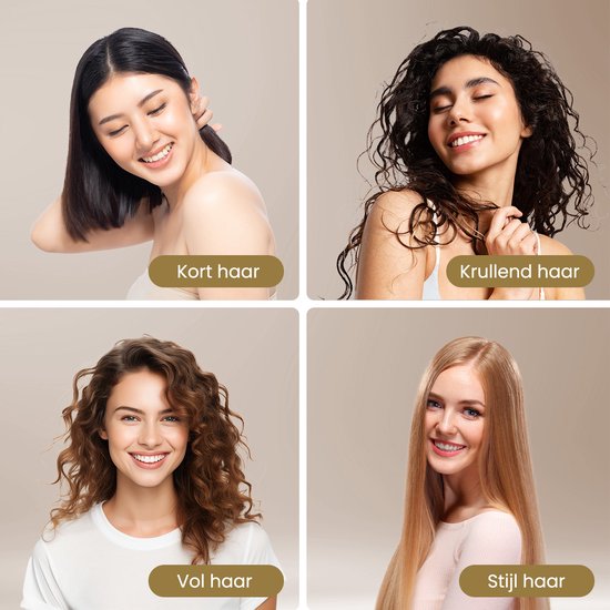 Auronic 4-in-1 Haartrocknerbürste - Airstyler - Kämme - Styles - Locken - Föhnen - 37 mm Lockenbürste - 360 Grad Luftstrom - Schwarz/Gold