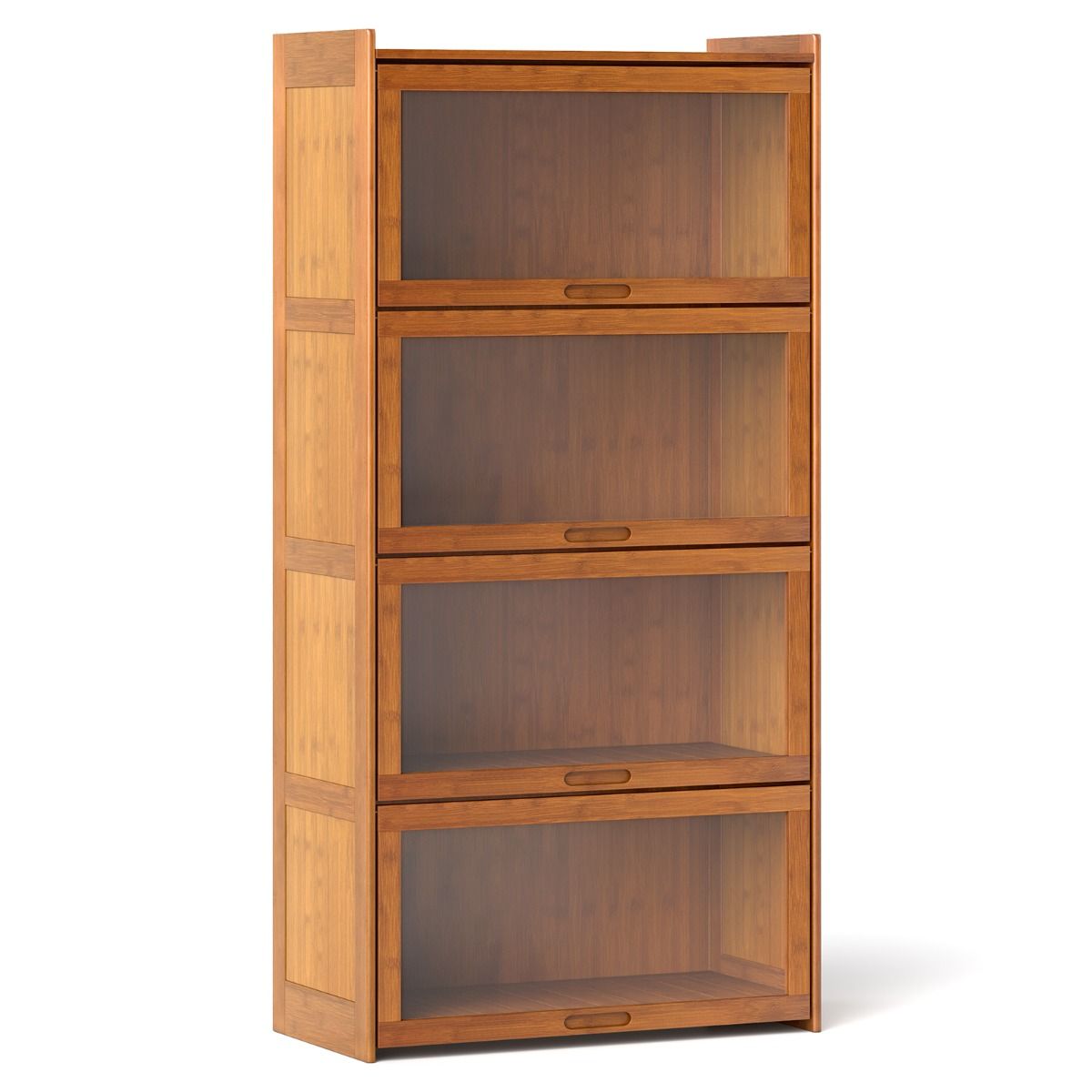 Coast Bücherregal mit 4 Fächern – Bambus – Klapptüren aus Acryl – 69 x 34 x 140 cm – Braun/Natur
