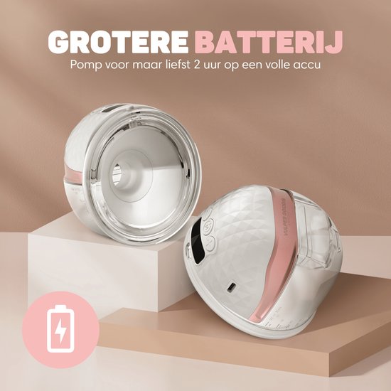 Vulpes Goods BabyCare Double Breast Pump PRO V2 - Elektrische Milchpumpe - App Steuerung - 150 ml - USB-C Wiederaufladbar - Weiß/Rose Gold
