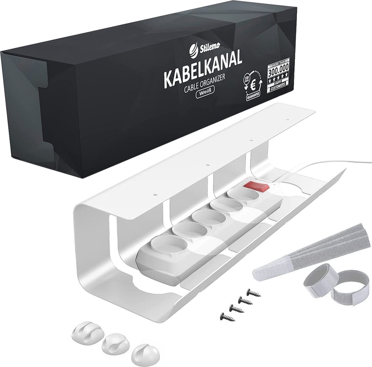 Stilemo Cable Tray Desk - Kabelhalter 43 CM - Kabelorganisator 5 KG Tragfähigkeit - Weiß