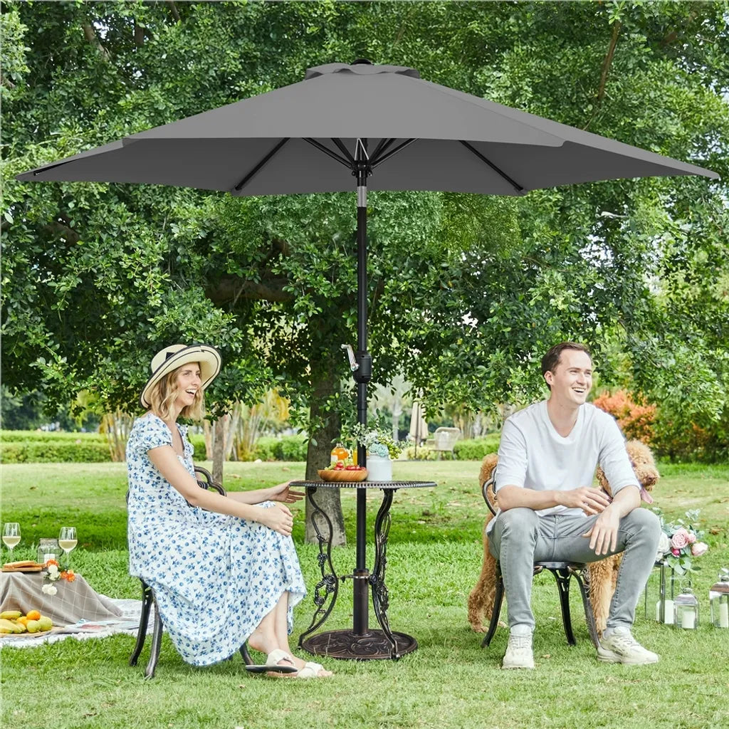 Yaheetech Gartenschirm mit Neigungsfunktion und Pendel – Grau – Ø 269 x 241 cm