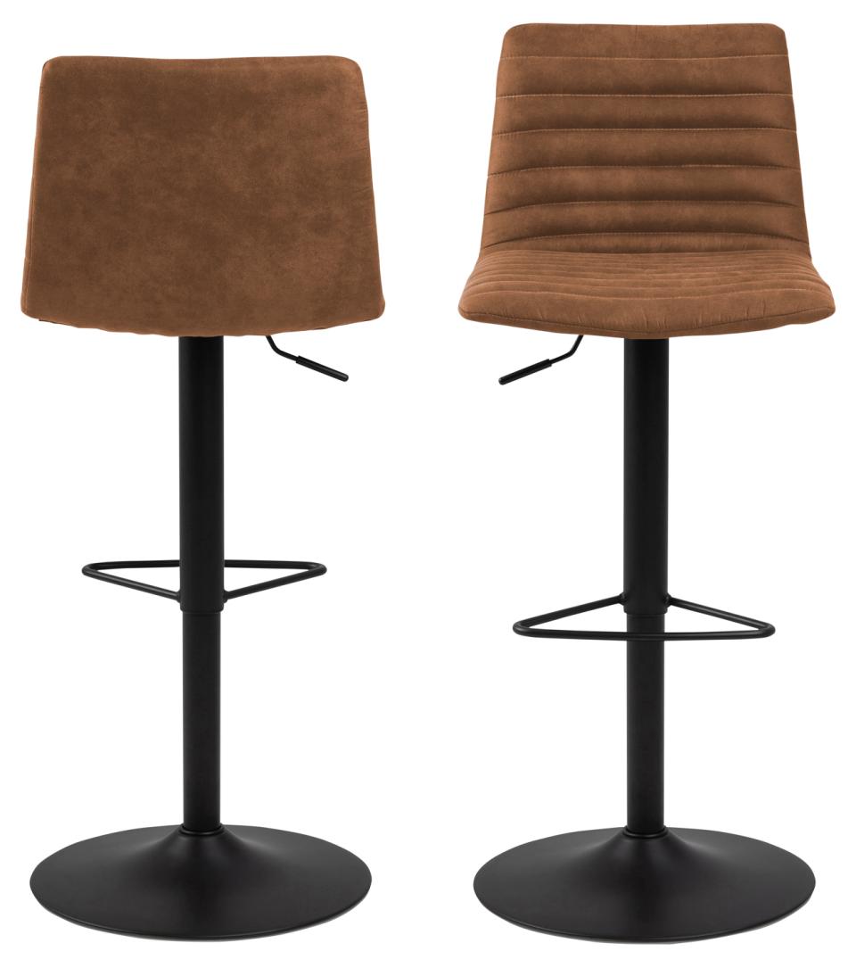 Barhocker Trofors - 2er Set - Cognac - Stilvolle und bequeme Barhocker mit Industriecharakter