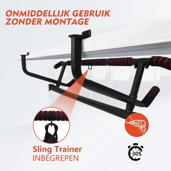 DH FitLife – Klimmzugstange für Türrahmen – Ohne Schrauben – Inkl. Sling-Trainer – Für Türrahmen von 70–92 cm