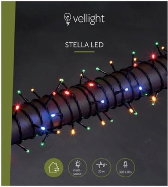 Stella LED, Lichterkette, 20 m, 300 LEDs, mehrfarbig, grünes Kabel, für drinnen und draußen, 24 V