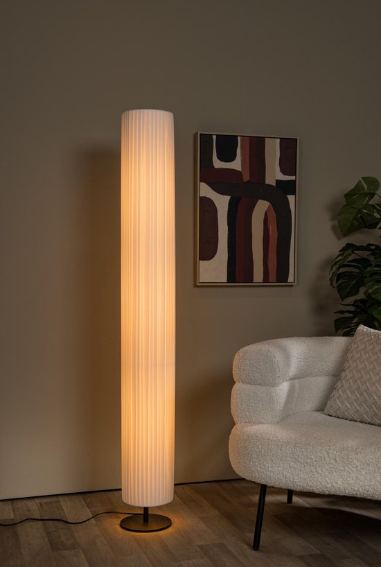 Lucide FOLD – Stehlampe – Ø 20 cm – 3xE27 – Weiß – Japandi