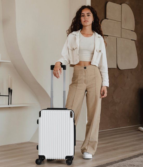 Pathsail - Handgepäck Koffer - PC - Leicht - Inkl. TSA-Schloss & Spinner-Räder - Weiß