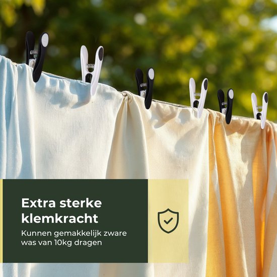 Gandria Wäscheklammern 48 Stück - Kunststoff-Wäscheklammern - Satz von 48 Kunststoff-Wäscheklammern - Wäscheständer Wäscheklammern 10 Kg - Schwarz/Weiß und Weiß/Schwarz