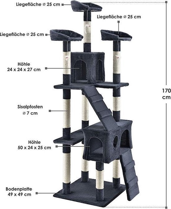 Katzenkratzbaum - Amy - Dunkelgrau