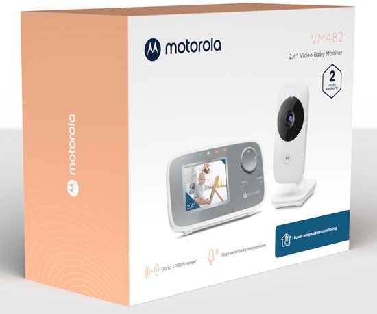 Motorola Nursery Babyphone mit Kamera – Babyphone VM482 – Babykamera mit 2,4-Zoll-Farbdisplay, Zwei-Wege-Kommunikation, Temperaturüberwachung und Infrarot-Nachtsicht – 300 m Reichweite