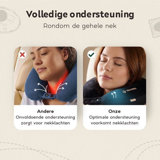 TRAVARA Nackenkissen „The Snuggo“ – Reisekissen mit Mikroperlen für Flugzeug und Auto – Travel Pillow – Schwarz