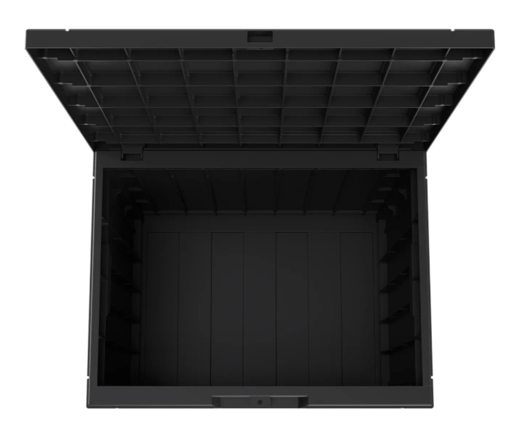 LifeGoods Aufbewahrungsbox XXS 118L - Gartenkissen-Aufbewahrungsbox - Wasserdicht - Wetterfest - Holzoptik - Mit Schlosshalterung - Grau