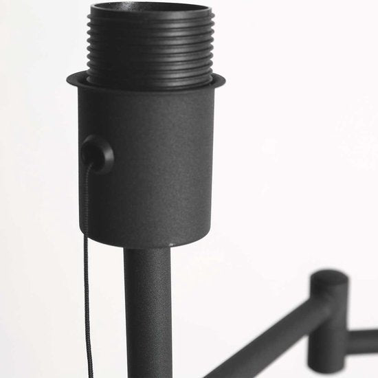 Stehlampe Bella 3407ZW – Schwarz mit schwenkbarem Arm, ausklappbar und Zugschalter – Mexlite – Zeitloses Design aus Kunststoff, Metall und Elektronik, Höhe 135 cm, Reichweite 45 cm