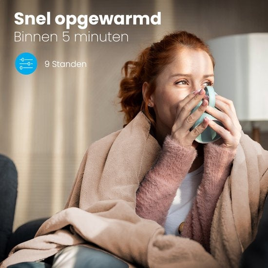 Auronic Electric Blanket - Wärmedecke - 9 Wärmestufen - 1 Person - 160x120cm - Hellbraun