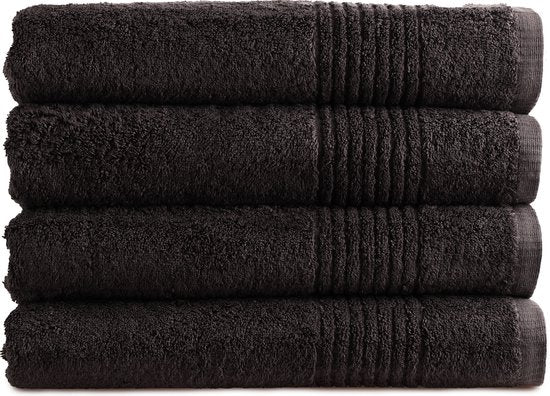 PHLOX Handtücher Set 70x140 cm - 4 Stück - 600 g/m2 weiche Baumwolle - Supreme Collection - Schwarz