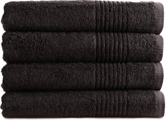 PHLOX Handtücher Set 70x140 cm - 4 Stück - 600 g/m2 weiche Baumwolle - Supreme Collection - Schwarz
