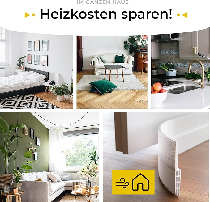 five dots Zugluftstopper für Türen aus Silikon (selbstklebend) - hält Wärme im Raum und stoppt Zugluft unter der Tür - Zugluftstopper für Türen als Kälteschutz