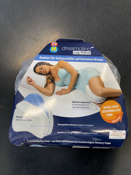 Dreamolino Beinkissen | Ergonomisches Knie- und Beinkissen | Hochwertiger Memory-Schaum | Sorgt für optimalen Liegekomfort für Seitenschläfer | Für mehr Komfort | Orthopädisches Kniekissen