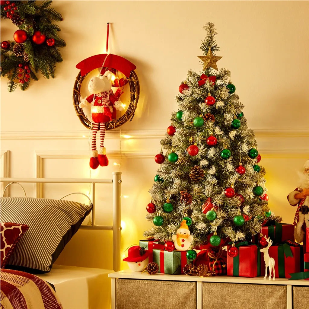 Yaheetech Künstlicher Weihnachtsbaum - 90 cm - Schnee-Effekt - Tischplatte - 96 Zweigspitzen - Standard - Grün