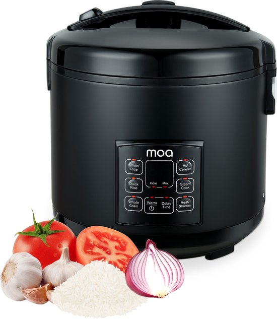 MOA Multicooker - 5L - Langsamkocher - Reiskocher mit Dampfgarer - Dampfgarer - Warmhaltefunktion - 700W - Schwarz