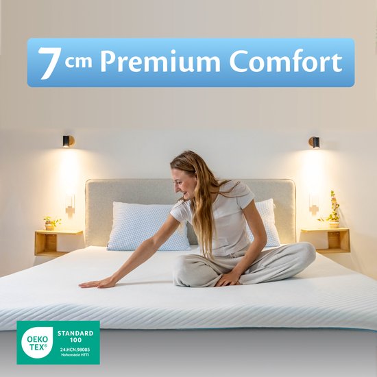 Ella Firm Topper 140 x 200 cm – 7 cm Matratzenauflage – Matratzenauflage aus gelinfundiertem Memory-Schaum und Aircell-Schaum – Härtegrad: fest
